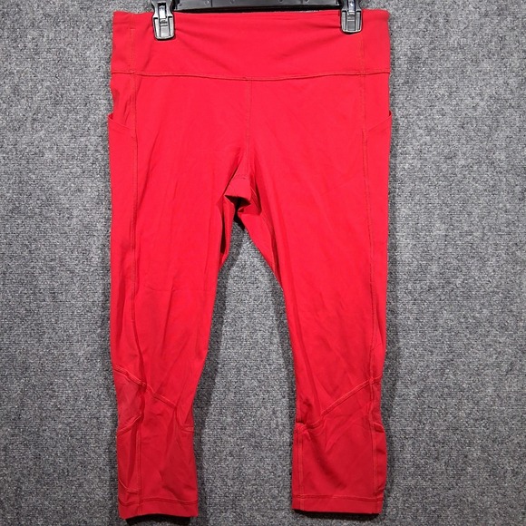 Lululemon Pace Rival Crop Leggings Womens 10 Maroon Cherry Cola Mid Rise 21" - Picture 1 of 14